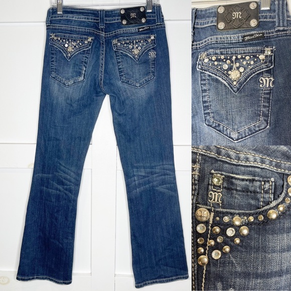 Miss Me Denim - Miss Me Mid-Rise Boot Jeans Gems Rhinestones Bling